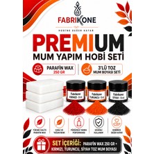 Fabrikone Premium Mum Yapım Hobi Seti - Parafin Wax 250 gr - 3'lü Toz Mum Boyası Seti - Kırmızı, Turuncu, Siyah BKFABPW2503KTS