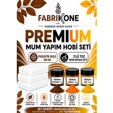 Fabrikone Premium Mum Yapım Hobi Seti - Parafin Wax 250 gr - 3'lü Toz Mum Boyası Seti - Kahverengi, Turuncu, Sarı BKFABPW2503KHTSR