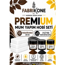 Fabrikone Premium Mum Yapım Hobi Seti - Parafin Wax 250 gr - 3'lü Toz Mum Boyası Seti - Kahverengi, Siyah, Sarı BKFABPW2503KHSSR