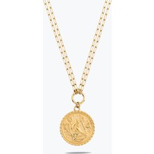 Goldium Jewellery Vintage Etnik Desen Çift Zincir Kolye