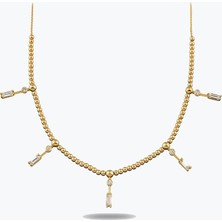 Goldium Jewellery Özel Tasarım Çoklu Baget Taşlı Kolye