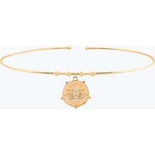 Goldium Jewellery Parıltı Lotus Uç Tel Choker