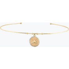 Goldium Jewellery Taşlı Lotus Uç Tel Choker