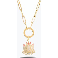 Goldium Jewellery Pembe Lotus Kolye