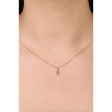 Goldium Jewellery Taşlı Çizgili Konik Kolye