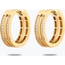 Goldium Jewellery Altın Taşlı Minimal Halka Küpe