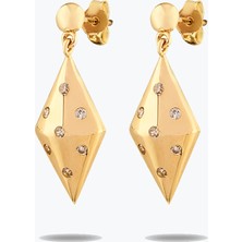 Goldium Jewellery Altın Taş Detay Baklava Küpe