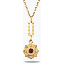Goldium Jewellery Tasarım Çiçek Madalyon Kolye