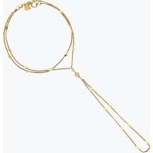 Goldium Jewellery Minimal Taşlı Uzun Elmas Aynalı Zincir Tek Tur Şahmeran