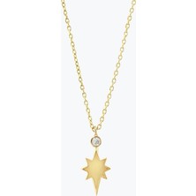 Goldium Jewellery Minimal Taşlı Kutup Yıldızı Kolye