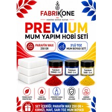 Fabrikone Premium Mum Yapım Hobi Seti - Parafin Wax 250 gr - 3'lü Toz Mum Boyası Seti - Kırmızı, Mavi, Sarı BKFABPW2503KMSR