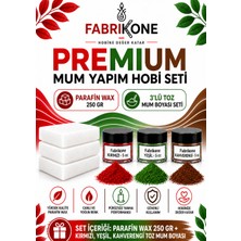 Fabrikone Premium Mum Yapım Hobi Seti - Parafin Wax 250 gr - 3'lü Toz Mum Boyası Seti - Kırmızı, Yeşil, Kahverengi BKFABPW2503KYKH