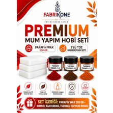 Fabrikone Premium Mum Yapım Hobi Seti - Parafin Wax 250 gr - 3'lü Toz Mum Boyası Seti - Kırmızı, Kahverengi, Turuncu BKFABPW2503KKHT