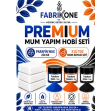 Fabrikone Premium Mum Yapım Hobi Seti - Parafin Wax 250 gr - 3'lü Toz Mum Boyası Seti - Mavi, Turuncu, Siyah BKFABPW2503MTS