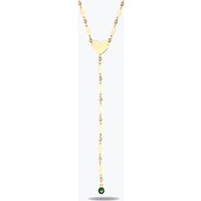 Goldium Jewellery Tasarım Kalp Plaka Detay Dorikalı Dekolte Kolye