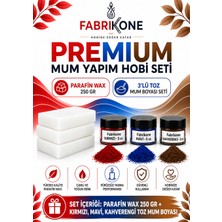 Fabrikone Premium Mum Yapım Hobi Seti - Parafin Wax 250 gr - 3'lü Toz Mum Boyası Seti - Kırmızı, Mavi, Kahverengi BKFABPW2503KMKH