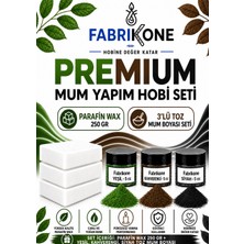 Fabrikone Premium Mum Yapım Hobi Seti - Parafin Wax 250 gr - 3'lü Toz Mum Boyası Seti - Yeşil, Kahverengi, Siyah BKFABPW2503YKHS