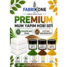 Fabrikone Premium Mum Yapım Hobi Seti - Parafin Wax 250 gr - 3'lü Toz Mum Boyası Seti - Yeşil, Kahverengi, Sarı BKFABPW2503YKHSR