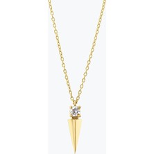 Goldium Jewellery Kare Taşlı Uzun Piramidik Kolye