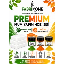 Fabrikone Premium Mum Yapım Hobi Seti - Parafin Wax 250 gr - 3'lü Toz Mum Boyası Seti - Yeşil, Turuncu, Sarı BKFABPW2503YTSR