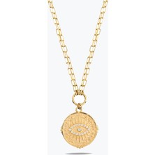 Goldium Jewellery Altın Vintage Taşlı Göz Çift Zincir Kolye