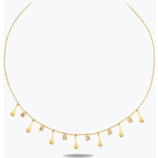 Goldium Jewellery Altın Taş Detaylı 7 Damlalar Kolye