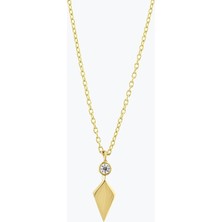 Goldium Jewellery Minimal Taşlı Uzun Elmas Kolye