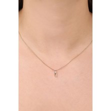 Goldium Jewellery Minimal Taşlı Uzun Elmas Toplu Kolye
