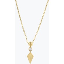 Goldium Jewellery Kare Taşlı Kısa Üçgenli Kolye