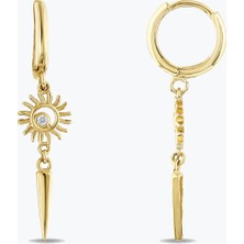 Goldium Jewellery Güneşli Düz Çubuklu Halka Küpe
