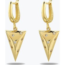 Goldium Jewellery Taşlı Üçgen Küpe