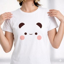 Etoile Studio Kadın Beyaz Dudu Baskılı Oversize T-Shirt - Bisiklet Yaka Pamuklu 2 Iplik Sevgili Kombini