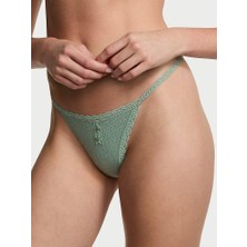 The Lacie Pamuklu Pointelle Dantelli V-String Külot - Buzlu Kahve