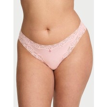 Lace Trim Dantelli Tanga - Melek Pembesi