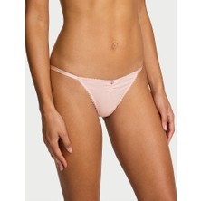 Victoria's Secret Esnek Pamuklu Kalp Dantelli V-String Külot - (Tek Renk)