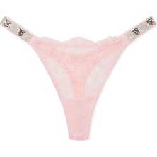Very Sexy Işıltılı Askılı Dantelli Tanga - (Tek Renk)