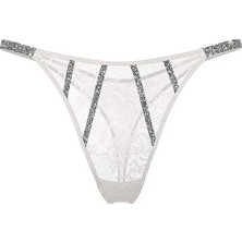 Very Sexy Gradyan Işıltılı Askılı Dantelli V-String Külot - Hindistan Cevizi Beyazı