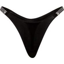 Very Sexy Ombré Çizgili Işıltılı Askılı Tanga - Siyah
