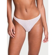 Victoria's Secret Esnek Pamuklu Derin Bacak Kesim Scoop Tanga - Beyaz Pembe Çizgili