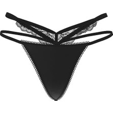 Very Sexy Dantelli Askılı V-String Külot - (Tek Renk)