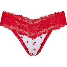 Pink Wink Dantel Detaylı Tanga - Kırmızı Beyaz Çilekli
