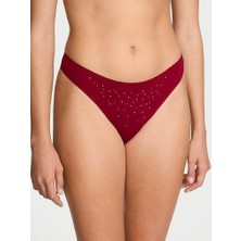 Victoria's Secret Esnek Pamuklu Işıltılı Tanga - Bordo Işıltılı