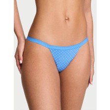 Victoria's Secret Esnek Pamuklu V-String Külot - Mavi Pembe Puantiyeli