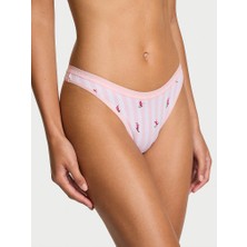 Victoria's Secret Derin Bacak Kesimli Scoop Tanga - Pembe Çizgili Baskılı