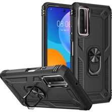 Kaia Life Huawei P Smart 2021 Kılıf Sofya Yüzüklü  Kapak - Siyah