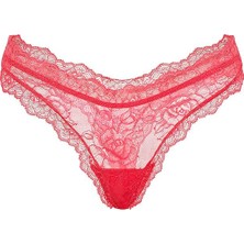 Very Sexy Gül Dantelli Derin Bacak Kesim Tanga - (Tek Renk)