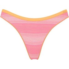 Pink Seamless Derin Bacak Kesim Tanga - Çizgili Turuncu