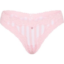Lace Trim Dantelli Tanga - (Tek Renk)