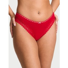 Lace Tri̇m Fiyonklu Dantelli Tanga - Ruj Kırmızısı