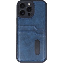 Kaia Life Iphone 16 Pro Max Kılıf Sara Kartvizitli Deri Kılıf - Lacivert